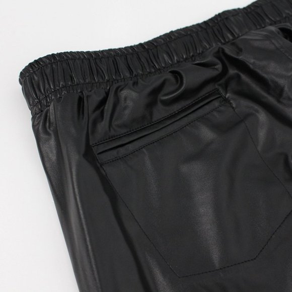 David Lerner Faux Leather Track Pant Joggers Extra Large NEW Vegan Elastic Waist - Picture 4 of 7